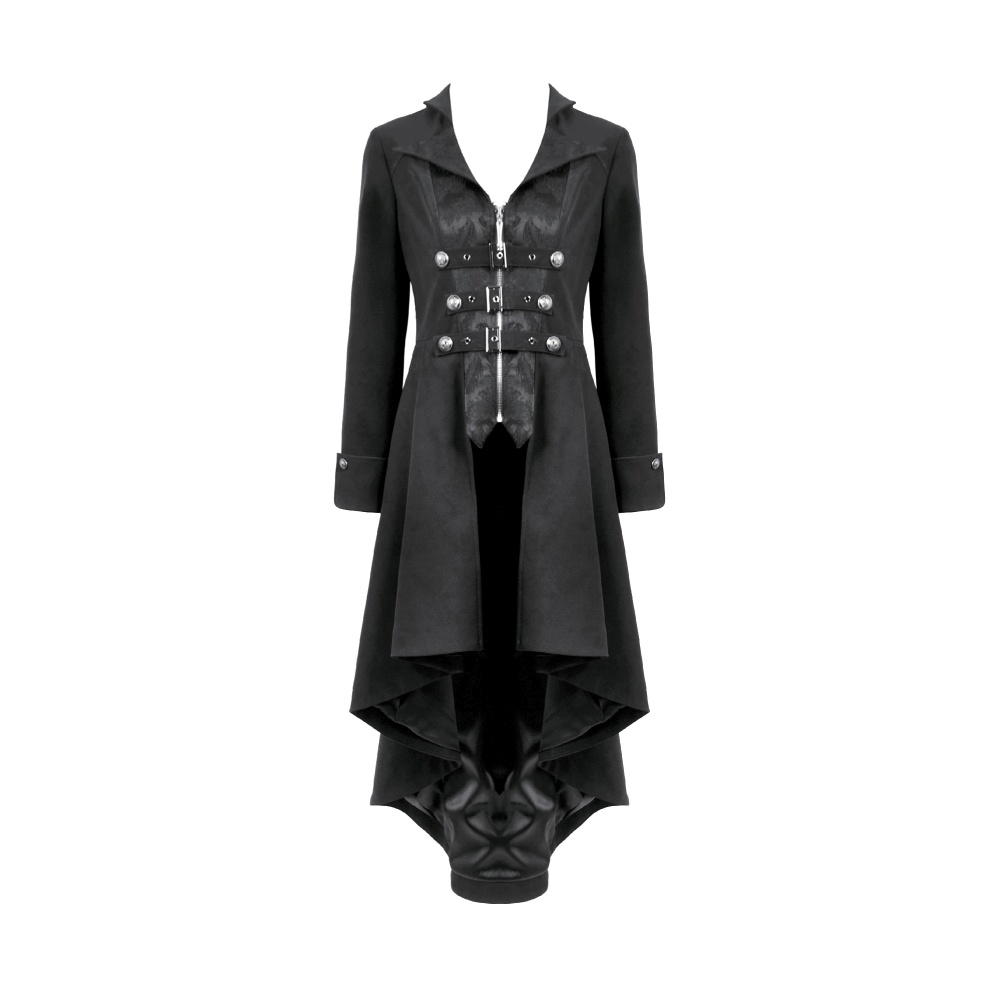 Dark in Love - Gothic PU Leather Trench coat - Black